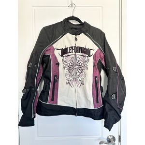 Harley-Davidson Nylon 2in1 Motorcycle Riding Jacket, Black & White | Size Medium
